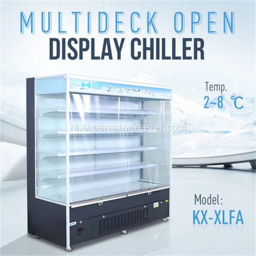 Sluit in open multi-dek display koelkast voor zuivelproducten